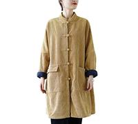 Youlee Femmes Surdimensionné Veste en velours côtelé Toison Tranchée Manteaux Khaki