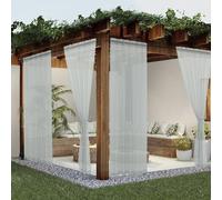 youleyar Lot de 2 voilages d’extérieur/intérieur imperméables pour terrasse, Aspect Lin, avec Passe-Tringle, pour Salon, Chambre, Porche, pergola, cabane, tonnelle, 132,1 x 213,4 cm, Gris