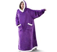 YOULIKE Couverture à capuche extra longue pour homme et femme - Sweat surdimensionné moelleux à porter (douillette) - Couverture géante en polaire sherpa super douce, violet, taille unique