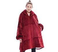 YOULIKE Sweat à Capuche Oversize Sherpa - Couverture Super Douce et Chaude - Confortable - Taille Unique - pour Hommes, Femmes, Filles, garçons, Amis(Rouge)