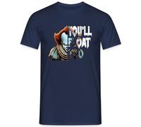 You'll Float Too - Design horreur effrayant avec clown au look sombre, inspiré des films cultes, motif parfait pour Halloween et les fans d'horreur T-shirt pour homme, Bleu marine, L