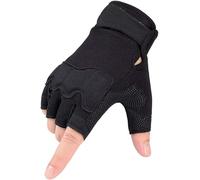 YouLpoet Mitaines demi-doigts antidérapantes pour homme et femme - Pour sports de plein air, cyclisme, moto, randonnée, escalade, conduite, travail, camping (noir, XL)