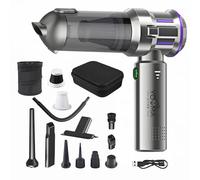 YOUMA Mini Aspirateur Voiture sans Fil 21000Pa 3 Vitesses Moteur Brushless Poubelle Pliable Embout Extensible Souffleur Puissant Portable pour Maison Animaux Auto Kit Nettoyage 4en1