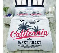 YOUMEISU Parure de lit avec Housse de Couette en Microfibre,Typographie Californie, Los Angeles,Sets de Housse de Couette 200x200cm+2 taie d'oreiller 50x75cm