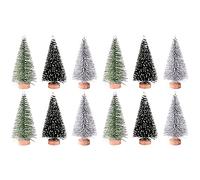 Youmen 12Pcs Mini sapins de Noël, Arbres Miniatures de Brosse de Bouteille Arbres Diorama Arbre de Noël Artificiel Arbres de Table Mini Ornements de noël pour décoration de Chambre,modèles de Diorama