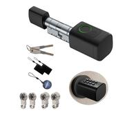 YoumiAi Serrure de porte intelligente Bluetooth, cylindre U, noyau de serrure électronique, empreinte digitale/application/IC/déverrouillage de clé, télécommande via Tuya BLE Hub (noir, 60-90 mm)