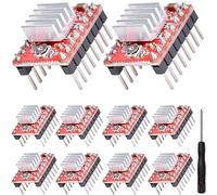 Youmile 10 pcs A4988 Module de pilote de moteur pas à pas Module de pilote réglable Stepstick Stepper avec tournevis dissipateur de chaleur pour imprimante 3D Reprap CNC Machine