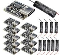 Youmile 10 pcs Type-C USB Module de chargeur de batterie au lithium Batterie au lithium ternaire ultra-petite 3,7 V 4,2 V 1 A Fonction de charge/coupure automatique avec support de batterie 18650