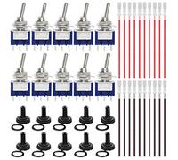 Youmile 10 pièces MTS-102 Mini interrupteur à bascule SPDT 3 broches 2 positions AC125V 6A AC250V 3A interrupteur marche/arrêt avec couvercle étanche 10 pièces, borne à sertir 20 pièces avec fil