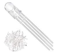 Youmile 100Pack 5mm LED Diode électroluminescente Cathode commune 4Pin RVB tricolore (Rouge/Vert/Bleu) Transparent Transparent Rond LED Lampes Buld pour Arduino, PCB