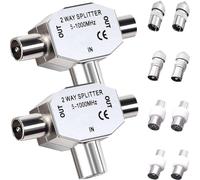Youmile 2 pcs Répartiteur TV Répartiteur d'antenne TV 2 voies Prise coaxiale Répartiteur d'antenne de signal numérique coaxial avec prise TV mâle/femelle Prise TV femelle à femelle/mâle à mâle