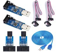Youmile 2 pcs USBASP ISP Downloader Programmateur Module de Microcontrôleur avec Câble et Carte Adaptateur 10Pin à 6Pin Câble d'extension USB pour 51 pour Microcontrôleur de la Série AVR