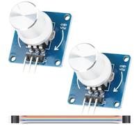 Youmile 2 pièces Capteur d'angle rotatif, potentiomètre de contrôle de volume réglable, module de commutation à bouton, haute sensibilité, CC 3-5,5 V avec câbles de connexion pour Arduino