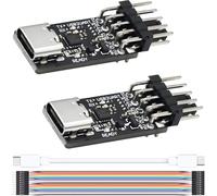 Youmile 2 pièces CH343P USB vers TTL/UART Module USB-C vers série Communication haute vitesse 6 Mbps Port série asynchrone 3,3 V 5 V Téléchargeur MCU avec câble de connexion Câble double C