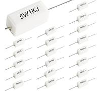 Youmile 20 pcs Résistance de Ciment Céramique 5W 1K Ohm Résistance de Puissance 5% Résistances Céramiques Bobinées Résistant aux Chocs et Résistant à la Chaleur Résistance de Plomb Axial Blanc