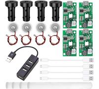 Youmile 4 pièces Module humidificateur USB Atomiseur DIY Micro interface 5V Circuit imprimé Générateur de brume ultrasonique avec câble micro USB Support Coton-tige 10 mm Câble d'extension USB