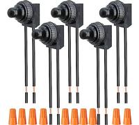 Youmile 5 pcs Interrupteur à Bouton-Poussoir Étanche 12V ON/Off SPST Interrupteur On-Off Light Interrupteur Filaire avec Capuchons de Câblage pour Moto/Auto Voiture Salle de Bains (Noir)