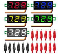 Youmile 5PCS DC 0-100V Mini Voltmètre Numérique 0.28 Pouce 5 Couleurs Rouge Vert Jaune Bleu Blanc Affichage LED Testeur de Tension à Trois Fils avec Pince Crocodile 15PCS