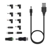 Youmile 5V universel d'alimentation Câble USB vers DC 5.5x2.1mm avec 12PCS Port(5.5x2.5, 4.8x1.7, 4.0x1.7, 4.0x1.35, 3.5x1.35, 3.0x1.1, 2.5x0.7, Micro USB, Type-C, Mini USB, DC Port, USB 2.0 A to B)