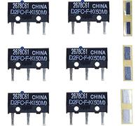 Youmile 6 pièces D2FC-F-K (50M) module de micro-interrupteur Micro-interrupteur avec bouton de souris post réparation autocollant en métal pour souris APPLE RAZER Logitech