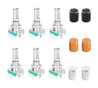 Youmile 6 pièces EC11 interrupteur de Code encodeur rotatif 5 broches 20mm interrupteur à bouton poussoir de potentiomètre numérique pour Arduino avec capuchon de bouton 6 pièces