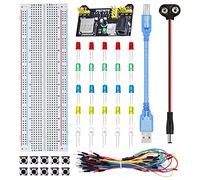 Youmile Breadboards Kit de démarrage pour Arduino avec planche à pain 830 points, module d'alimentation de planche à pain, câble de saut, diode LED multicolore, interrupteur tactile, câble USB