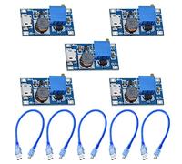 Youmile Lot de 5 convertisseurs DC-DC Boost 2 V-24 V vers 5 V-28 V 2 A Régulateur de tension micro USB réglable Module d'alimentation pour Arduino avec 5 câbles micro USB
