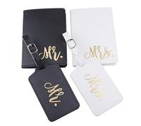 YOUNAFEN 1 lot d'étiquettes de bagage en cuir PU Mr. /Mrs. Passport pour étui, portefeuille pour couples, lune de miel, organisateur de voyage