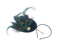 YOUNAFEN Bibi en plumes de paon avec pince à cheveux pour fête de thé, chapeau de pilulier Derby pour femme
