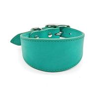 YOUNAFEN Collier réglable pour chiens - Large collier en cuir pour chiens de grande taille - Fournitures pour lévriers italiens - Émeraude - M
