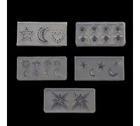 YOUNAFEN Lot de 5 mini moules en résine motif lune et étoile pour soleil, planète astrale, remplissage de bijoux, outils de décoration d'ongles C