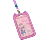 YOUNAFEN Porte-badge en silicone avec oreilles de chat avec cordon pour femme, fille, travail, bureau, infirmière, étudiante, enseignante