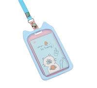 YOUNAFEN Porte-badge en silicone avec oreilles de chat avec cordon pour femmes, filles, travail, bureau, infirmière, étudiante, enseignante, 7,3 x 14 cm