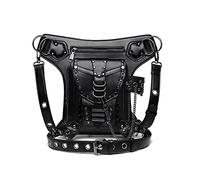 YOUNAFEN Sac à bandoulière noir gothique rock en cuir PU steampunk sac banane sac à bandoulière vintage punk sac à bandoulière