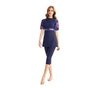 YouNaiJia Maillots de Bain modestes pour Femmes Maillot de Bain à Manches Longues Burkini Costume de Natation Modeste Rash Guard Costume de Surf vêtements de Plage (Y1, XL)