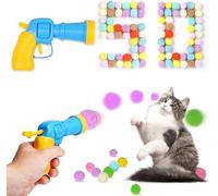 YounBeauty 50 pompons de rechange + pistolet lanceur | Kit de jouets pour chat à rebond automatique pour maisons multi-chats - Balles silencieuses pour chats solos et jeux partagés