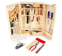 YOUNG CARPENTER & MECHANIC pour Enfants Enfants garçons en Bois Ensemble de Jeu d'outils par Leomark pour Builders 30 pièces Pretend Electronique Educatif Coffre à Outils