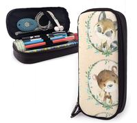 Young Forest Friends Trousse À Crayons Multifonction Avec Animaux De La Forêt Safran Clair, Grande Capacité, Organiseur De Papeterie, Porte-Stylo Pour L'école, Le Bureau, La Trousse De Maquillage