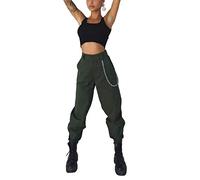 Young Forever Pantalon cargo décontracté Harajuku pour femme avec taille haute - Grande poche - Style décontracté - Style urbain punk - Sarouel coréen, vert, XL