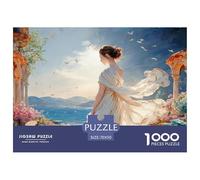 Young Girl in White Greek-Style Dress 1000 Pièces Carton Extra-épais Lot de Puzzles Elegant Girl Anti-Stress Jeu Familial Puzzles As Birthday Gifts 70x50cm/1000pcs