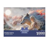 Young Girl with Wolf 1000 Pièces Carton Extra-épais Coffret De Puzzles Girl and Wolf Stimulant Et Éducatif Jeu Créatif Puzzles pour Adultes Et Enfants 38x26cm/1000pcs