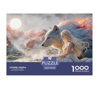 Young Girl with Wolf 1000 Pièces Carton Premium Lot de Puzzles Girl and Wolf Stimulant Et Éducatif Jeu Familial Puzzles As Birthday Gifts 70x50cm/1000pcs