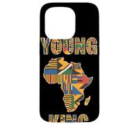 Young King Carte Afrique Kente Motif Fierté Afro Jeunesse Coque pour iPhone 15 Pro