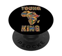 Young King Carte Afrique Kente Motif Fierté Afro Jeunesse PopSockets PopGrip Adhésif