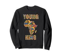 Young King Carte Afrique Kente Motif Fierté Afro Jeunesse Sweatshirt