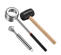 Young Kit d'ouvre-noix de coco avec maillet en caoutchouc - Perforatrice et grattoir en acier inoxydable pour noix de coco vertes - Outil de cuisine facile et sûr - Extracteur d'eau douce - Ustensile