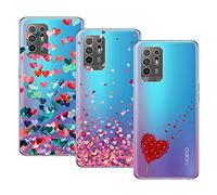 Young & Ming Compatible pour Coque Oppo A94 5G, 3 Pack Transparente Silicone TPU Souple Absorption de Choc et Anti-Scratch Housse Coque avec Dessin Coeur