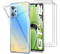 Young & Ming Compatible pour Coque Realme GT Neo2/Realme GT 2 5G/GT Neo 3T + Verre Trempé[3 pièces], Silicone TPU Absorption de Choc et Anti-Scratch Housse Coque pour Realme GT Neo 3T, Transparente