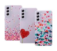Young & Ming Compatible pour Coque Samsung Galaxy S21 FE 5G, 3 Pack Transparente Silicone TPU Souple Absorption de Choc et Anti-Scratch Housse Coque avec Dessin Cœur