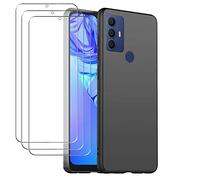 Young & Ming Compatible pour Coque TCL 30SE/TCL 305 + 2 X Protecteur D'écran en Verre Trempé, Protection Complète Silicone Souple TPU Anti-Choc et Anti-Rayure Coque, Noir